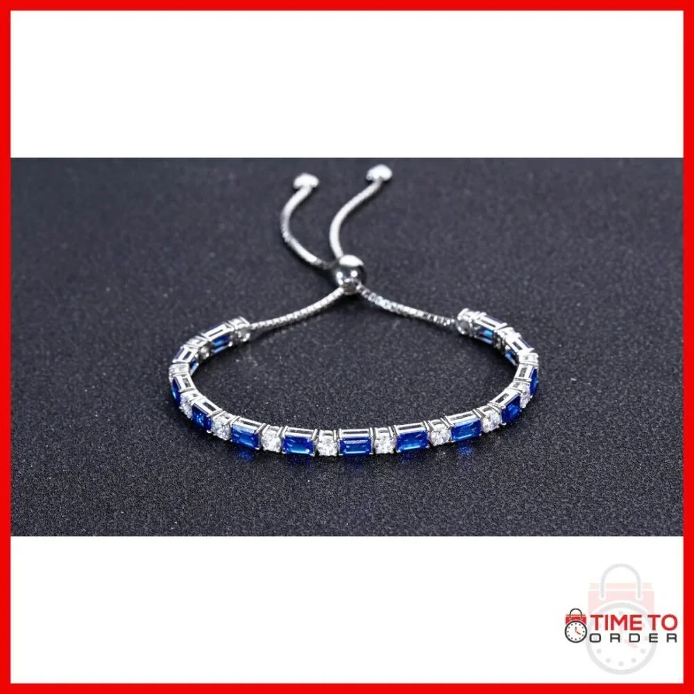Sterling Silver Adjustable Tennis Bracelet with Birthstones, 6-9 Inch